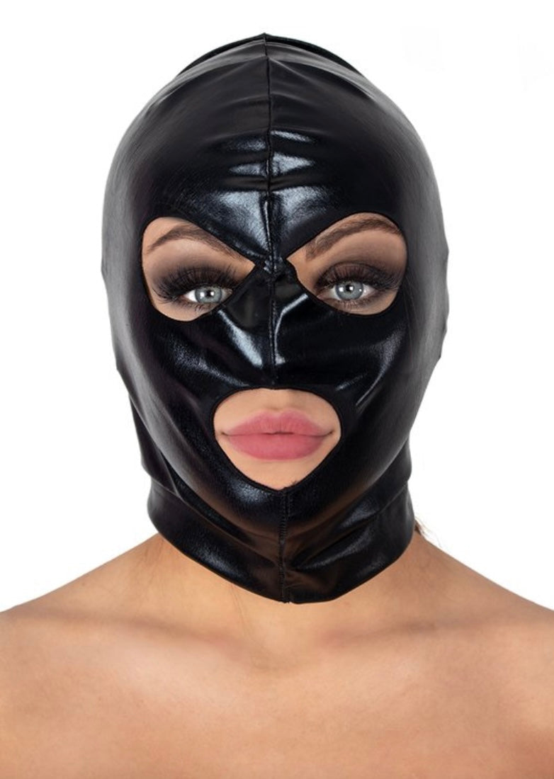 PVC Open Mouth and Eyes Bondage Hood
