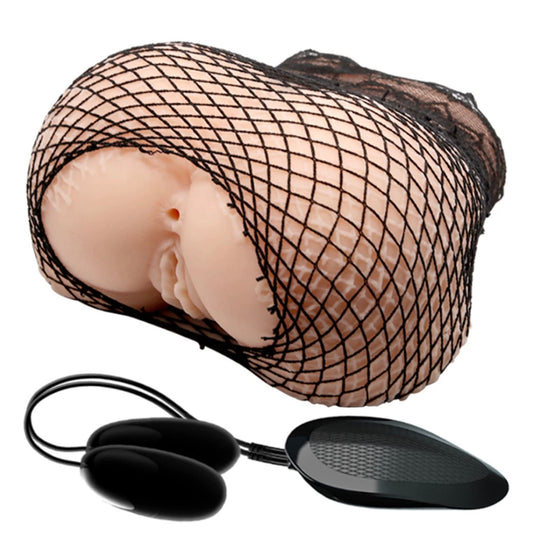 Fishnet Fuck Light Tone Vibrating Ass & Pussy Masturbator