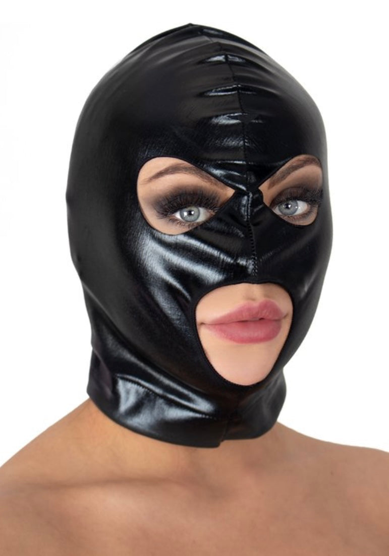 PVC Open Mouth and Eyes Bondage Hood